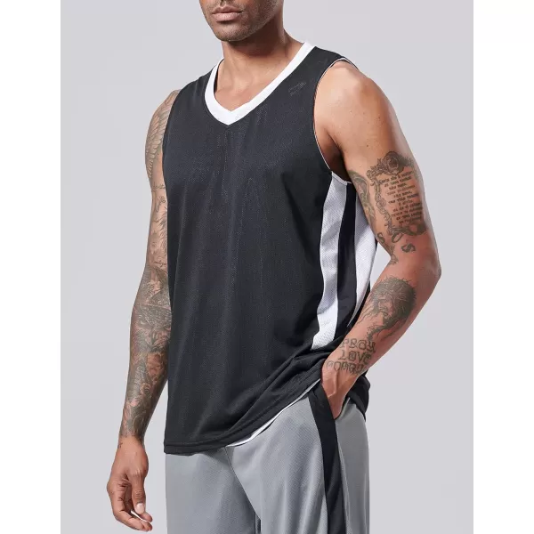 imagePack of 10 Reversible Mens Mesh Performance Athletic Basketball Jerseys  Blank Team Uniforms for Sports Scrimmage BulkBlackWhite