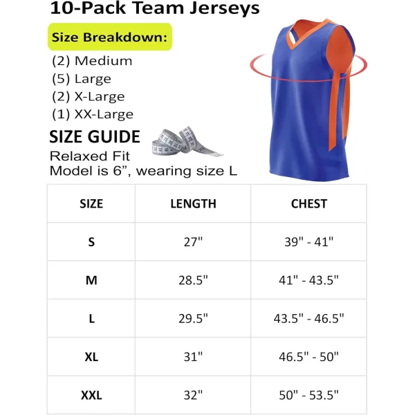 imagePack of 10 Reversible Mens Mesh Performance Athletic Basketball Jerseys  Blank Team Uniforms for Sports Scrimmage BulkBlueOrange