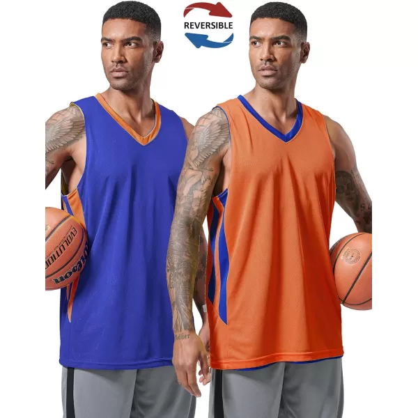 imagePack of 10 Reversible Mens Mesh Performance Athletic Basketball Jerseys  Blank Team Uniforms for Sports Scrimmage BulkBlueOrange