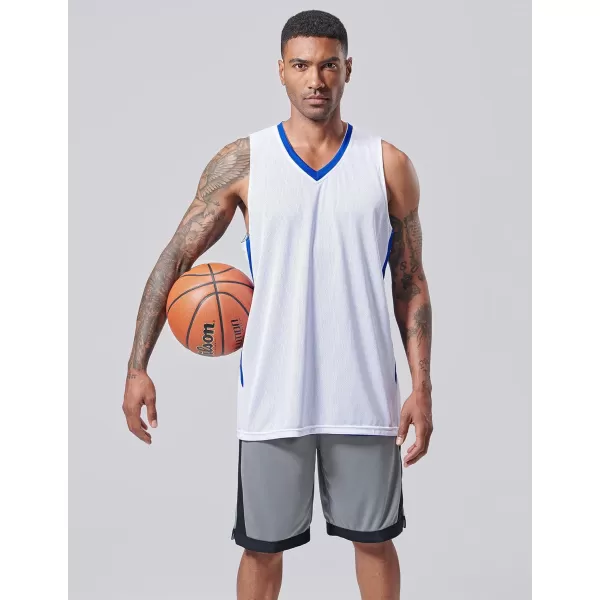 imagePack of 10 Reversible Mens Mesh Performance Athletic Basketball Jerseys  Blank Team Uniforms for Sports Scrimmage BulkBlueWhite