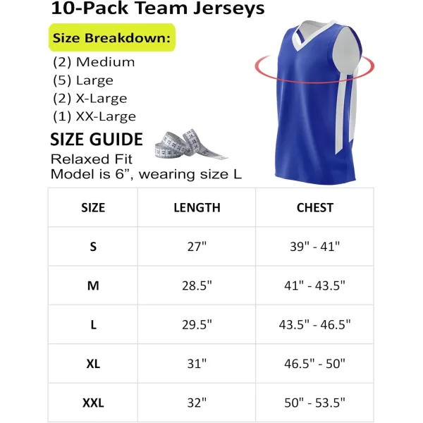 imagePack of 10 Reversible Mens Mesh Performance Athletic Basketball Jerseys  Blank Team Uniforms for Sports Scrimmage BulkBlueWhite