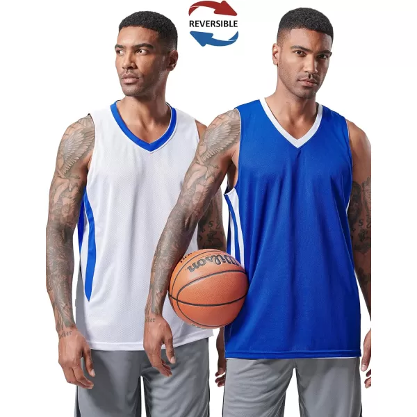 imagePack of 10 Reversible Mens Mesh Performance Athletic Basketball Jerseys  Blank Team Uniforms for Sports Scrimmage BulkBlueWhite