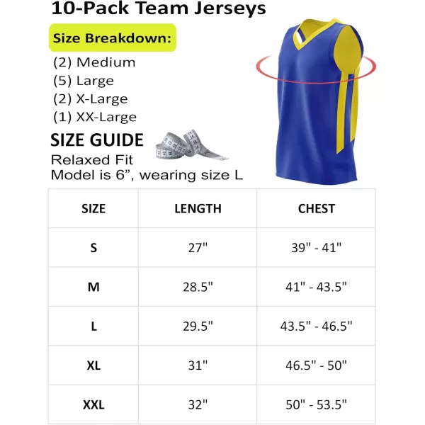 imagePack of 10 Reversible Mens Mesh Performance Athletic Basketball Jerseys  Blank Team Uniforms for Sports Scrimmage BulkBlueYellow