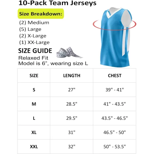 imagePack of 10 Reversible Mens Mesh Performance Athletic Basketball Jerseys  Blank Team Uniforms for Sports Scrimmage BulkCarolina Blue