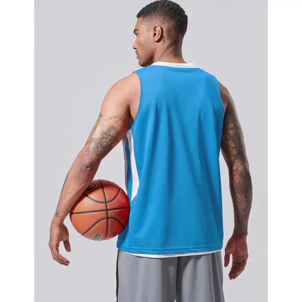 imagePack of 10 Reversible Mens Mesh Performance Athletic Basketball Jerseys  Blank Team Uniforms for Sports Scrimmage BulkCarolina Blue