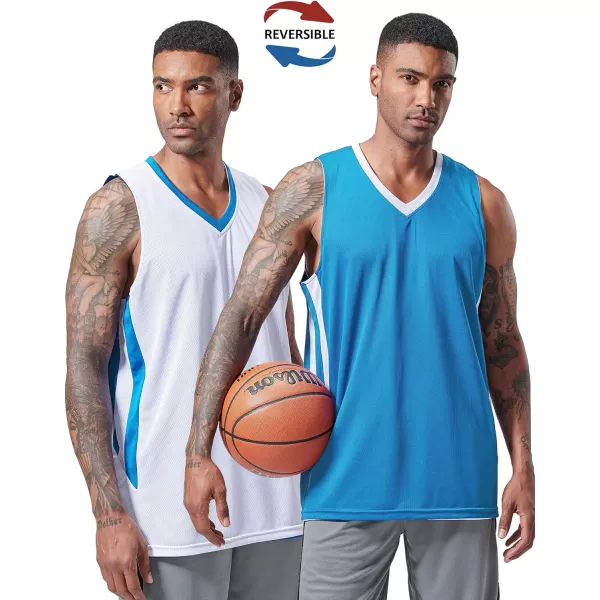 imagePack of 10 Reversible Mens Mesh Performance Athletic Basketball Jerseys  Blank Team Uniforms for Sports Scrimmage BulkCarolina Blue