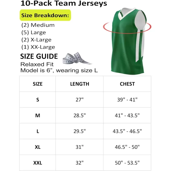 imagePack of 10 Reversible Mens Mesh Performance Athletic Basketball Jerseys  Blank Team Uniforms for Sports Scrimmage BulkGreenWhite