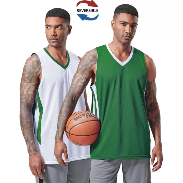 imagePack of 10 Reversible Mens Mesh Performance Athletic Basketball Jerseys  Blank Team Uniforms for Sports Scrimmage BulkGreenWhite