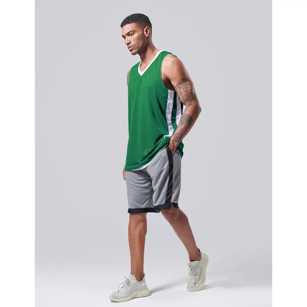 imagePack of 10 Reversible Mens Mesh Performance Athletic Basketball Jerseys  Blank Team Uniforms for Sports Scrimmage BulkGreenWhite