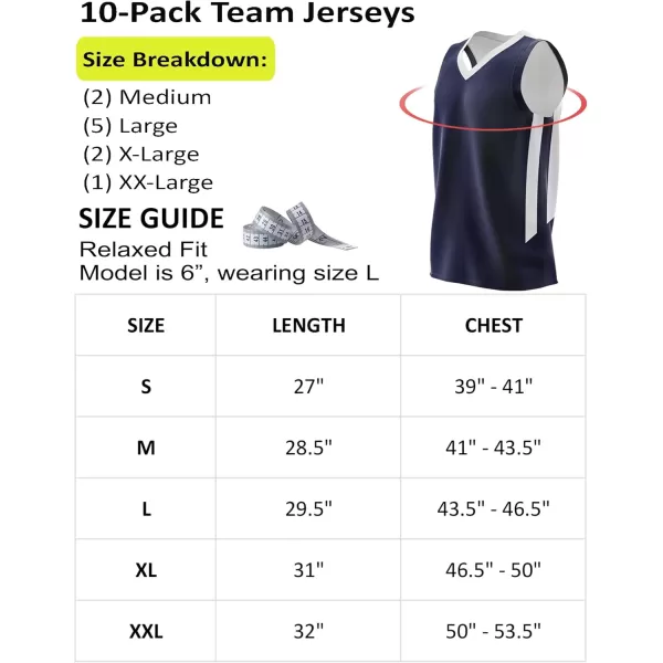 imagePack of 10 Reversible Mens Mesh Performance Athletic Basketball Jerseys  Blank Team Uniforms for Sports Scrimmage BulkNavyWhite