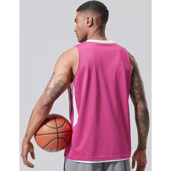 imagePack of 10 Reversible Mens Mesh Performance Athletic Basketball Jerseys  Blank Team Uniforms for Sports Scrimmage BulkPinkWhite