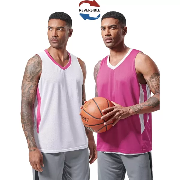 imagePack of 10 Reversible Mens Mesh Performance Athletic Basketball Jerseys  Blank Team Uniforms for Sports Scrimmage BulkPinkWhite