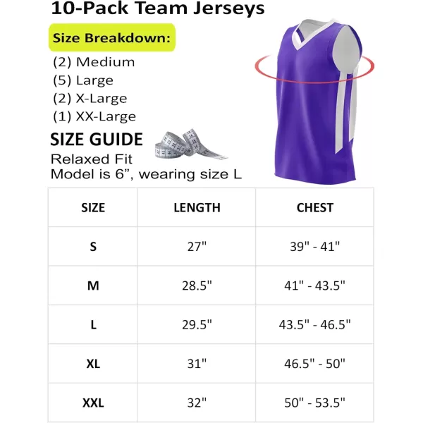 imagePack of 10 Reversible Mens Mesh Performance Athletic Basketball Jerseys  Blank Team Uniforms for Sports Scrimmage BulkPurpleWhite