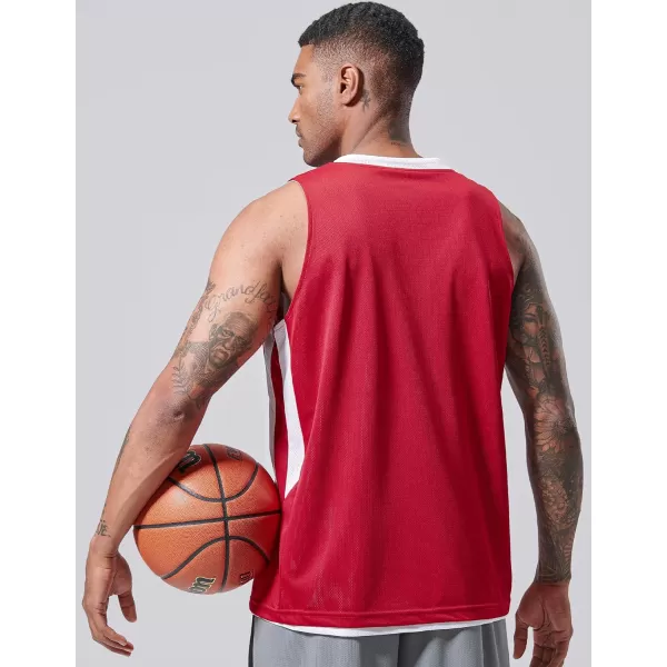 imagePack of 10 Reversible Mens Mesh Performance Athletic Basketball Jerseys  Blank Team Uniforms for Sports Scrimmage BulkRedWhite