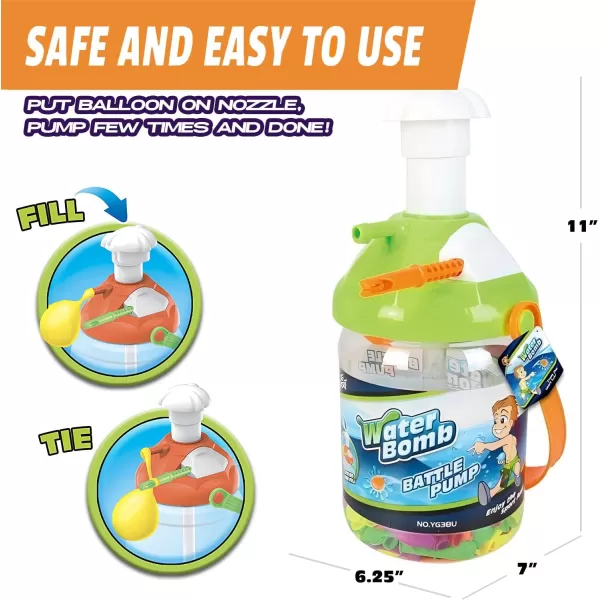 imageWater Balloon Pump with Easy Fill Tying Tool  Kids Toy Portable Ballon Filler Inflator with 300 Play Balloons
