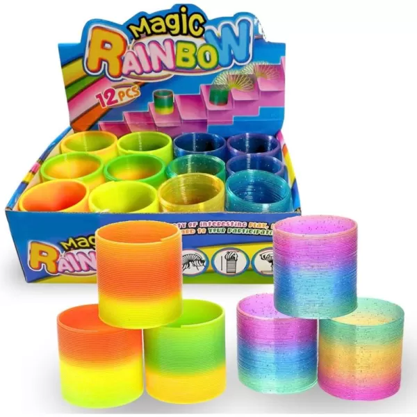 image12 Pack Magic Rainbow Springs  Classic Novelty Colorful Rainbow Toy Assorted Bulk  Birthday Party Favors Bag Fillers Gift  Birthday Party Favors Bag Fillers Gift for Kids 1 Dozen 3 Inches2 Inches