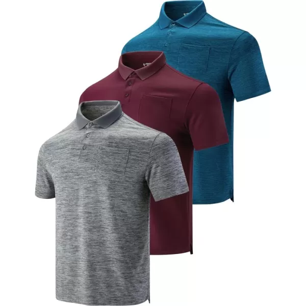 image3Pack Mens Golf Shirt Performance Sport Short Sleeve Moisture Wicking Dry Fit Golf Polo Active Shirts for MenGrayStatic BlueMaroon