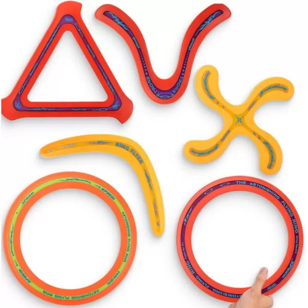 image6 PCS Flying Ring Combo Pack Sports Plastic Pro Discs Rings and Boomerangs  Lightweight Sports Outdoor Games Toys for Kids and Adults