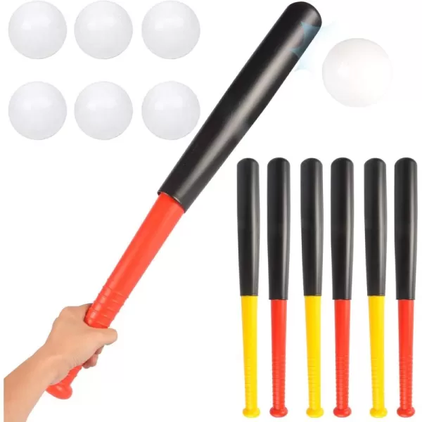 image6 Pack Baseball Bat and Ball Combo Set  Bundle of Plastic Lightweight Telescoping Bats for Kids Toddlers Adults Backyard Games and Training 27 Inches