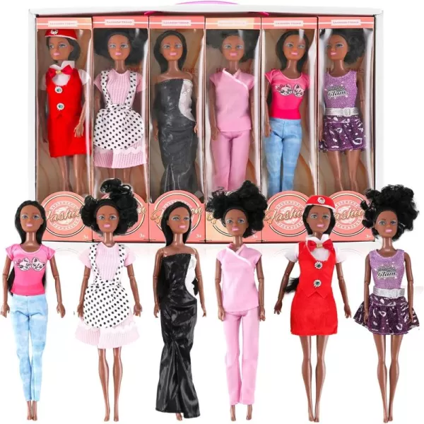 image6 Set of African American Black Toy Dolls  115quot Premium Fashion Style Diversity Role Play Dolls Bundle Variety Pack for Kids Girls Party Favors