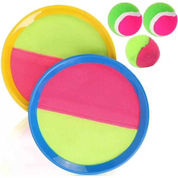imageClassic Toss and Catch Sports Kids Toy Paddle Game Set with 2 Paddles 2 Sticky Balls ampamp Bean Bag Ball