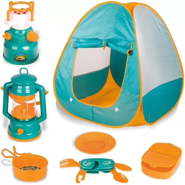 imageKids Camping Set with Pop Up Tent  Little Explorers Playhouse Toddler Toys for Boys with Camp Gear for Children Indoor Outdoor Pretend Play