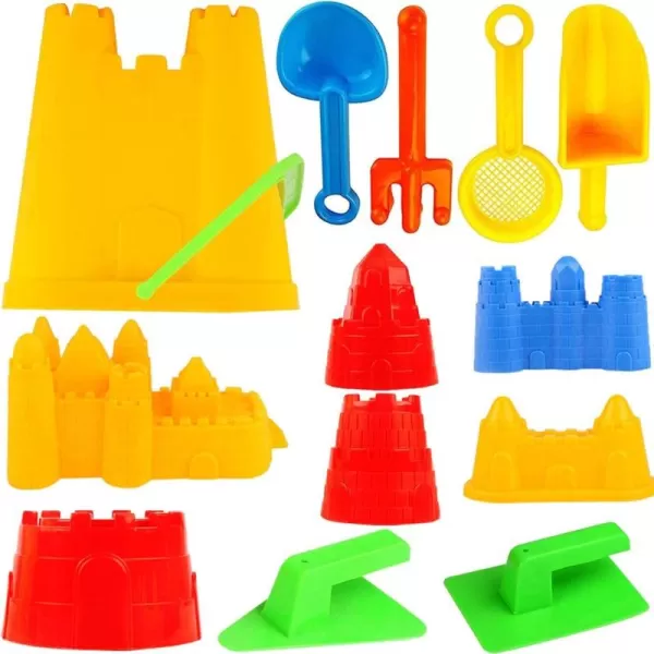 imageLiberty Imports 15Piece Sand Castle Building Kit  Ultimate Beach Toy Set with Large Bucket Rake Shovels Molds and More  Ideal for Kids Sand Play Beach Fun and Outdoor Activities