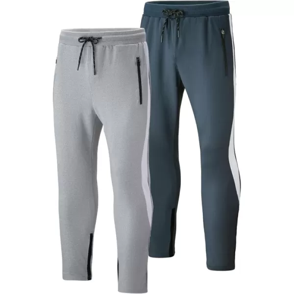 imageLiberty Imports 2 Pack Mens Sweatpants with Zipper Pockets Slim Fit Gym Pants Athletic Track JoggersGrayCharocal