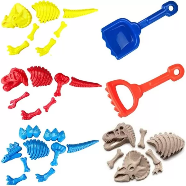 imageLiberty Imports 3 Pack Large Dinosaur Fossil Sand Molds Beach Toy Set with Rake and Shovel for Kids Summer Outdoors 25 Pcs Playset