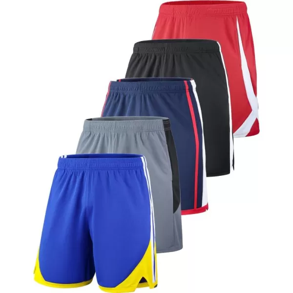 imageLiberty Imports 5 Pack Mens Quick Dry Athletic Shorts with Pockets Elastic Waist Activewear for Workout Gym BasketballBlueYellow  GrayBlack  NavyRed  BlackWhite  RedWhite