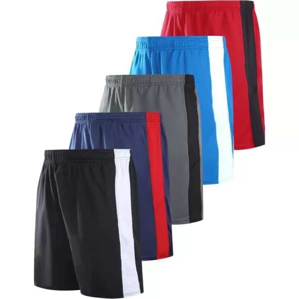 imageLiberty Imports 5 Pack Mens Quick Dry Athletic Shorts with Pockets Elastic Waist Activewear for Workout Gym BasketballNavyGrayBlackSky BlueRed