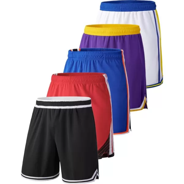 imageLiberty Imports 5 Pack Mens Quick Dry Athletic Shorts with Pockets Elastic Waist Activewear for Workout Gym BasketballWhiteBlueRedPurpleBlack