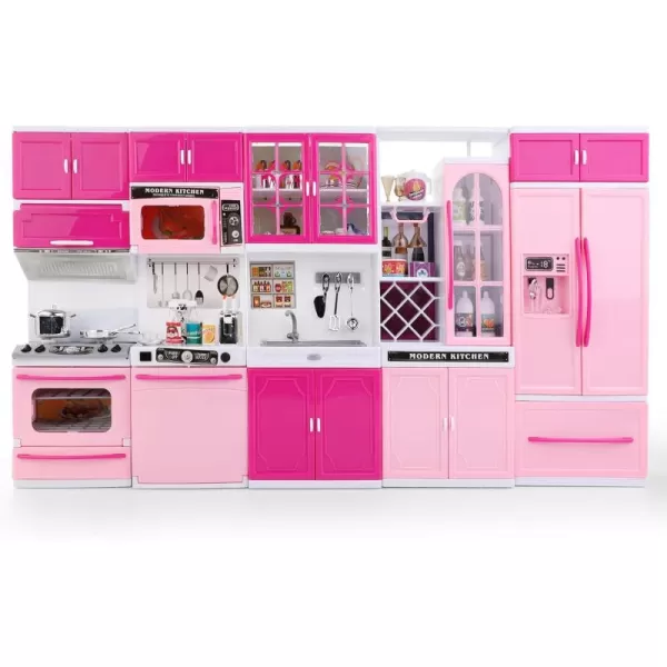 imageLiberty Imports Doll Kitchen Playset for Kids My Modern Mini Kitchen House Furniture Pretend Play Toy Accessories Set with Realistic Lights ampamp Sounds for Toddlers Girls 3in15in1 Kitchen Set