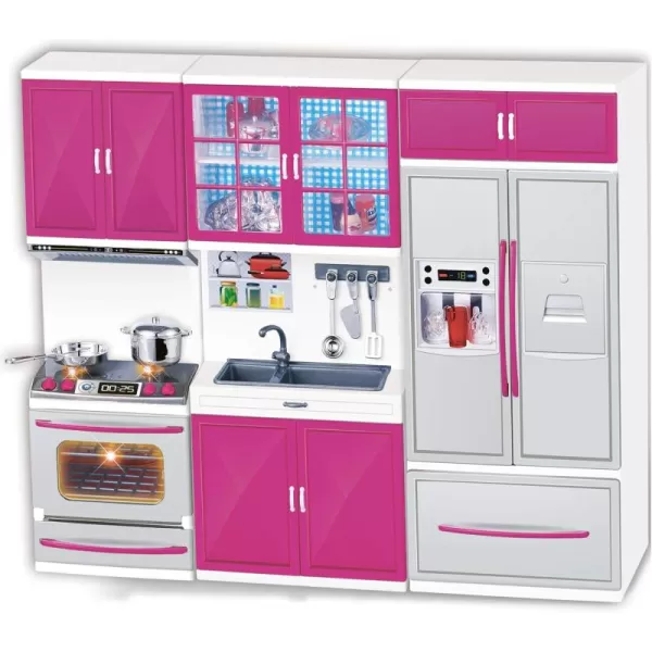 imageLiberty Imports Doll Kitchen Playset for Kids My Modern Mini Kitchen House Furniture Pretend Play Toy Accessories Set with Realistic Lights ampamp Sounds for Toddlers Girls 3in13in1 Kitchen Set