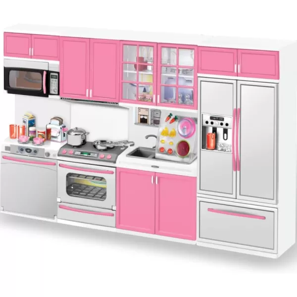 imageLiberty Imports Doll Kitchen Playset for Kids My Modern Mini Kitchen House Furniture Pretend Play Toy Accessories Set with Realistic Lights ampamp Sounds for Toddlers Girls 3in14in1 Kitchen Set