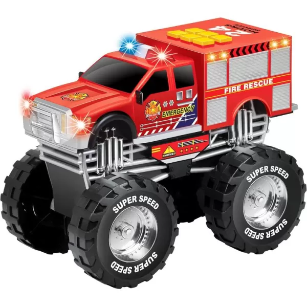 imageLiberty Imports Motorized Mighty Monster Truck Toy Kids Electric Motor Vehicle with Big Wheels Button Action Sounds and Flashing Lights Fire EngineFire Engine