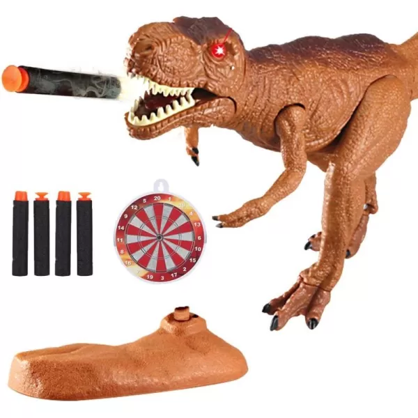 imageLiberty Imports Remote Control RC Dragon Toy LED Light Up Walking Dragon Roaring and Spraying Smoke Shaking Head Light Up Eyes and SoundsTRex Dart Gun