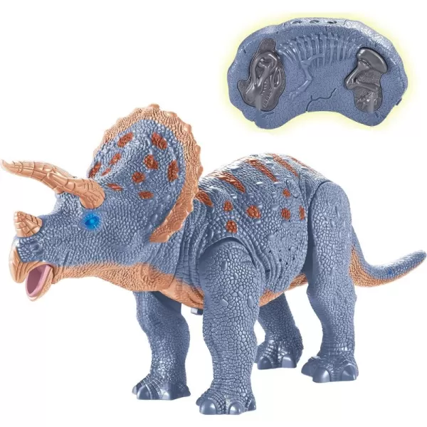 imageLiberty Imports Remote Control RC Dragon Toy LED Light Up Walking Dragon Roaring and Spraying Smoke Shaking Head Light Up Eyes and SoundsTriceratops