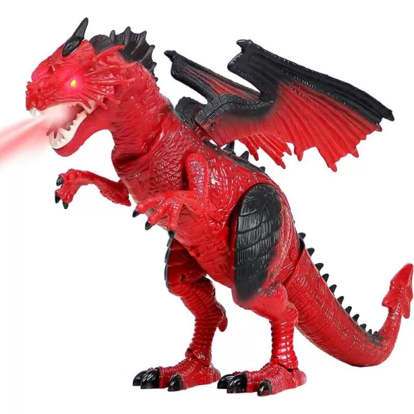 imageLiberty Imports Remote Control RC Dragon Toy LED Light Up Walking Dragon Roaring and Spraying Smoke Shaking Head Light Up Eyes and SoundsWalking Dragon