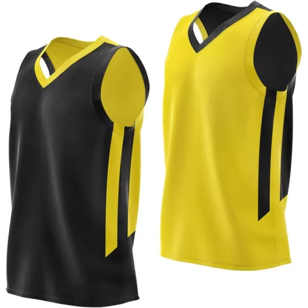 imageLiberty Imports Reversible Mens Mesh Athletic Basketball Jersey Single for Team ScrimmageBlackYellow