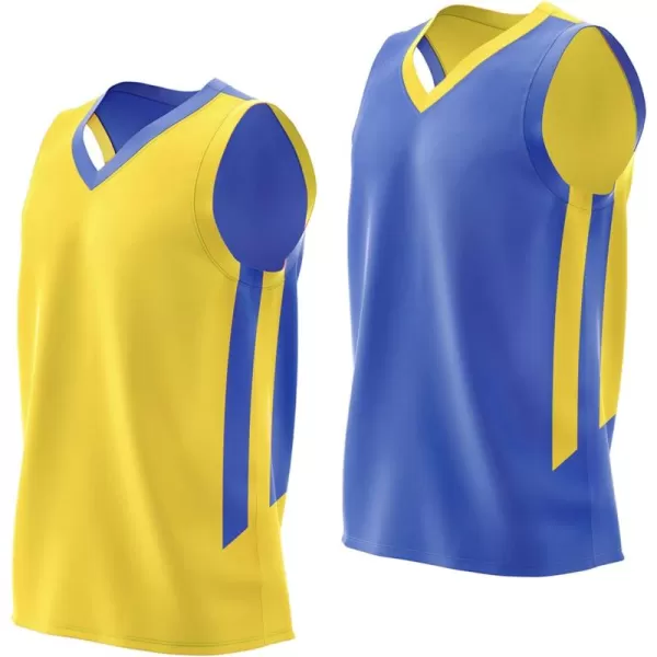 imageLiberty Imports Reversible Mens Mesh Athletic Basketball Jersey Single for Team ScrimmageBlueYellow