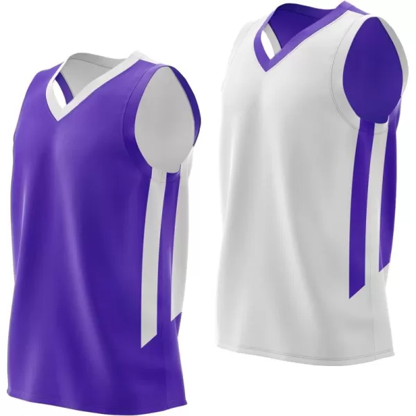 imageLiberty Imports Reversible Mens Mesh Athletic Basketball Jersey Single for Team ScrimmagePurpleWhite