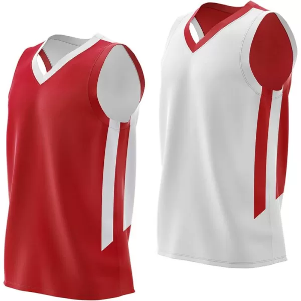 imageLiberty Imports Reversible Mens Mesh Athletic Basketball Jersey Single for Team ScrimmageRedWhite