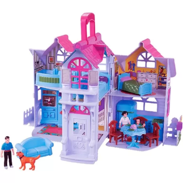 imageMy Pretty Dollhouse Fold and Go Pretend Play Mini Folding Doll House Playset with Pocket Toy Family Figures Home Furniture and Accessories