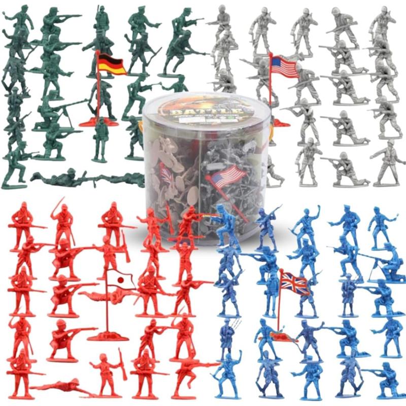 imageLiberty Imports 200 PCS Army Men Toy Soldiers Military Action Figures Bucket Set  World War II Little Plastic Action Figurines for Kids Boys Imaginary Play Battles