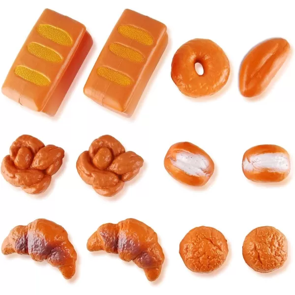 image12 PCS Fake Bread Pastries Set Life Sized Plastic Pretend Play Food Toy Kids Bakery Grocery Kitchen Playset
