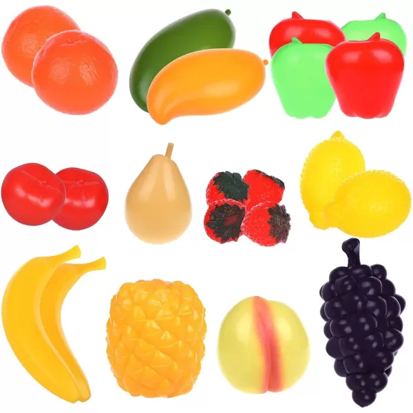 image20 Pieces Play Fruits Playset  LifeSized Toy Food for Kids Kitchen Healthy Farmers Market Grocery Pretend Play Plastic Toy Set for Toddlers