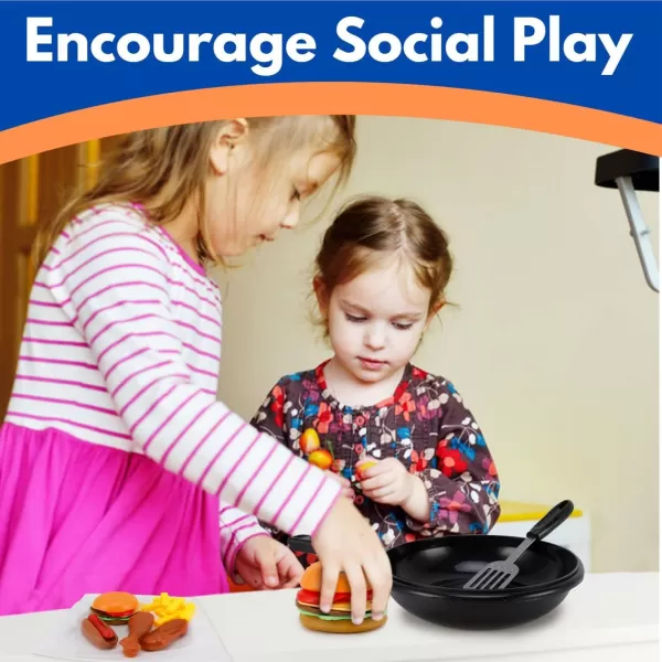 image25 PCS Play Food Kids Toy Set with Frying Pan Skillet and Spatula  Kitchen Cooking Pretend Play Toy Grill Set for Toddlers Kids