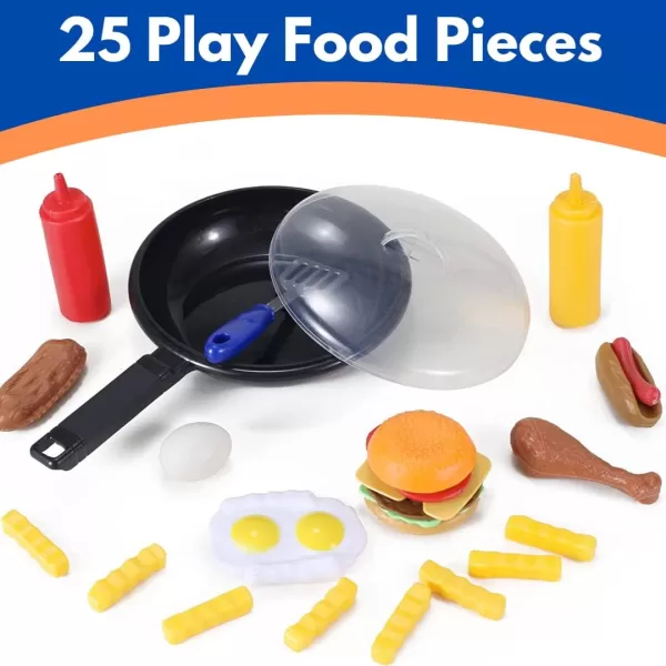 image25 PCS Play Food Kids Toy Set with Frying Pan Skillet and Spatula  Kitchen Cooking Pretend Play Toy Grill Set for Toddlers Kids