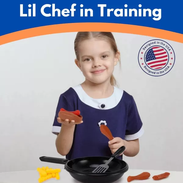 image25 PCS Play Food Kids Toy Set with Frying Pan Skillet and Spatula  Kitchen Cooking Pretend Play Toy Grill Set for Toddlers Kids